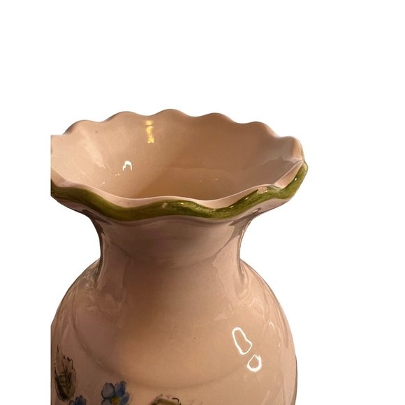 Vintage Weiss‎ Hand Painted Floral Made In Brazil Green Trim 7" Vase FLAWS - Picture 10 of 10